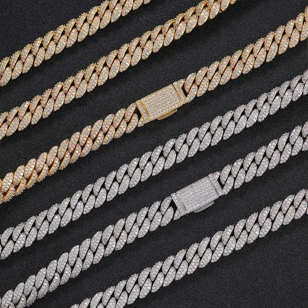 10mm Hip Hop Cubic Zircon CZ Iced Out Bubbles Cuban Link Chain Necklace For Men Women Jewelry Birthday Gift