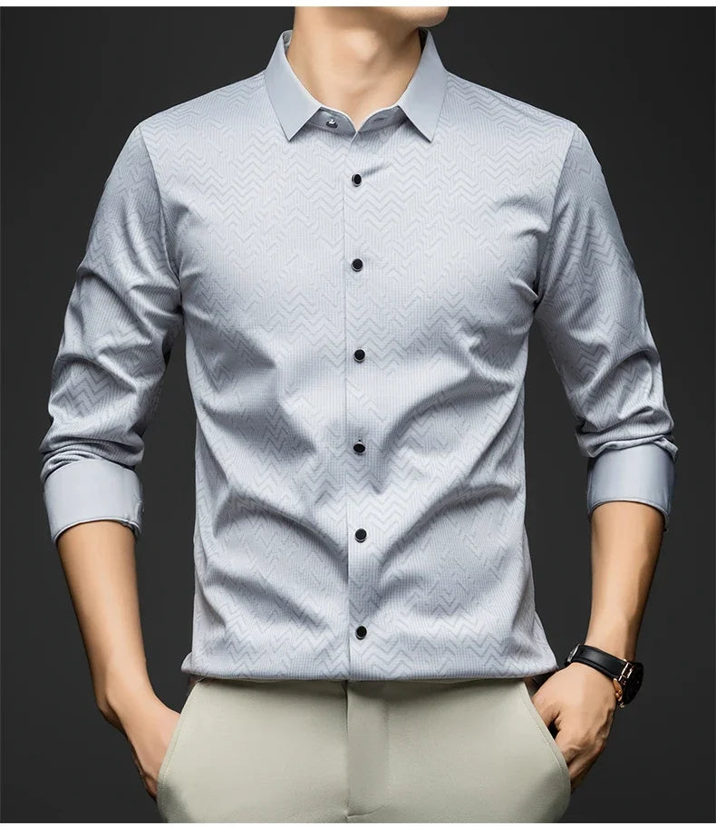BROWON Men Shirt Long Sleeve Autumn 2025 New Solid Color Casual Luxury Shirt  Man Business Office Slim Shirts for Men Clothes
