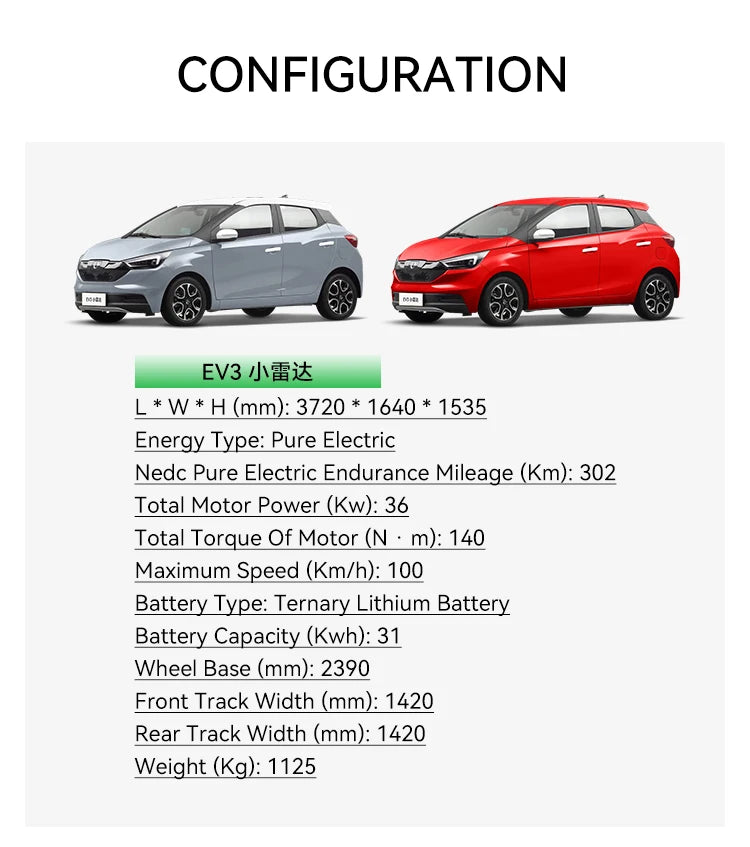2025 Hot Selling Cheap JMEV EV3 Pure Electric High Speed 100Km/h 4 Four Wheel Electric Vehicle 0km Best Used Car