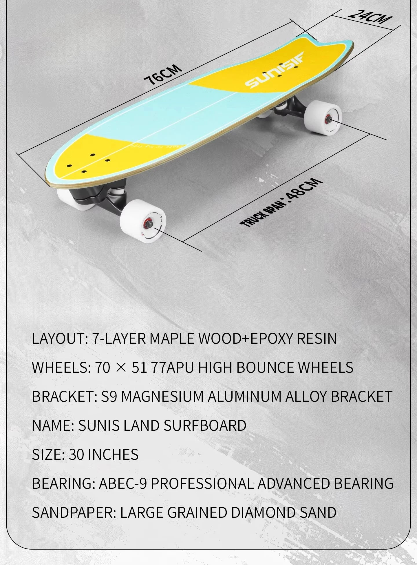 Surfskate Board Fishtail Smooth Outdoor Cruising Based Pump Board Surf Trainer Electric Skateboard Surf High Speed Portable