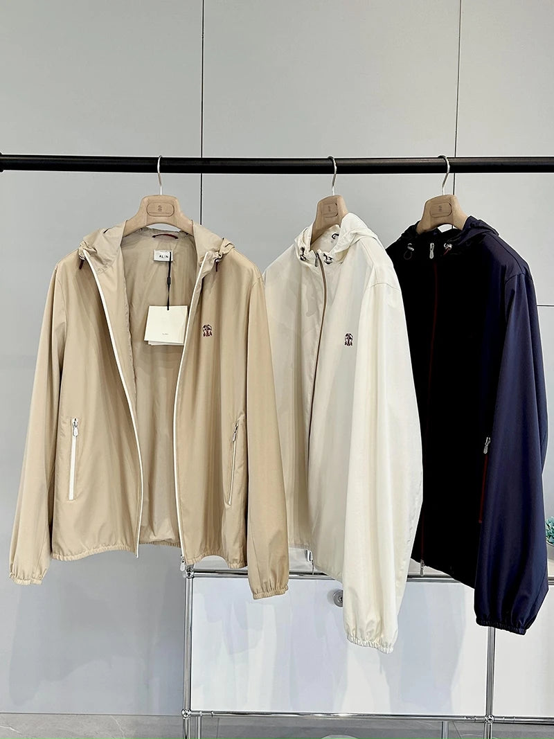 ALIN BC Top Line Microfiber Lightweight Tech Fabric Casual Men's Hooded Spring Autumn Jacket Outerwear Standard Fit Long Sleeve