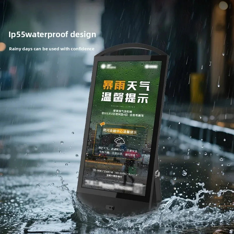 Portable LCD full-fit out-of-home advertising machine, built-in battery waterproof integrated mobile electronic water sign