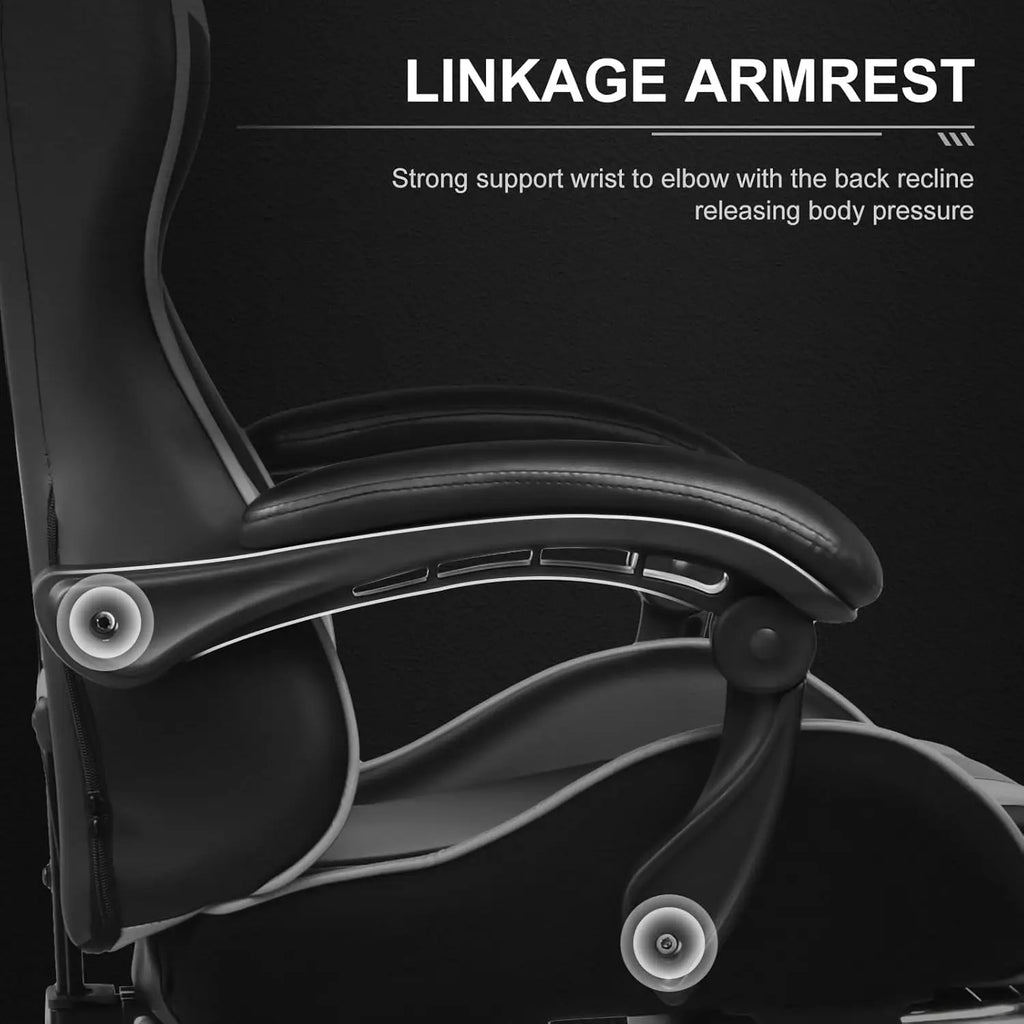 GTPLAYER Gaming Chair with Footrest Lumbar Support 360 Swivel Height Adjustable Computer Game Chair