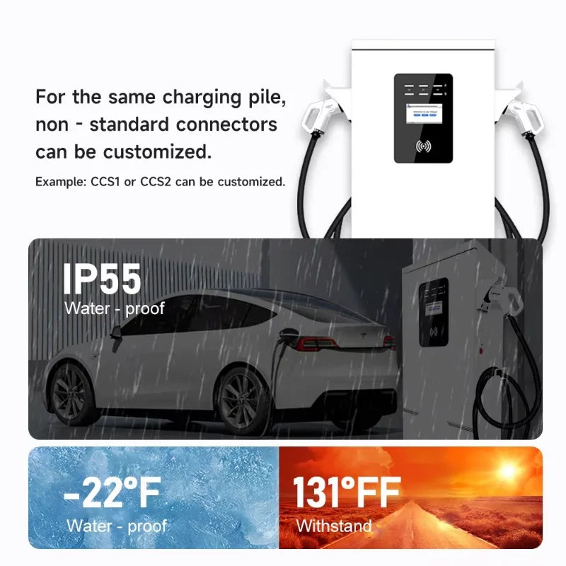 Floor Mount EV Charger Pile DC Dual Guns 60KW Electric Vehicles Charging Station for Commercial Use