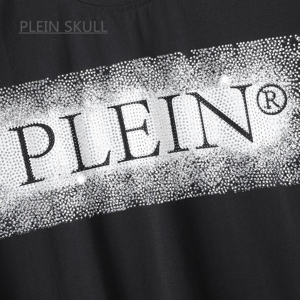 PLEIN SKULL Lightweight Men's T-shirt Fit Gothic Punk Party Short Sleeve Top Round Unisex Sports Retro Summer Trend Neck Tee