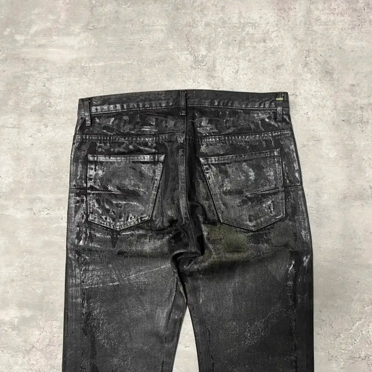 HKSH Autumn New Men Tide Dark Vintage Stylish Damage Waxed Denim Pants Handmade Hole High Street Jeans Straight Chic Ins HK17722