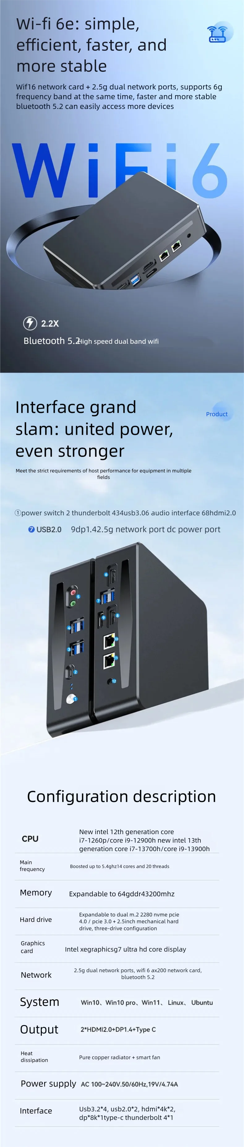 Intel 13th Gen Core I9 Mini PC Portable Desktop Computer with Thunderbolt 4 Dual Network for Home Gaming And Office Use