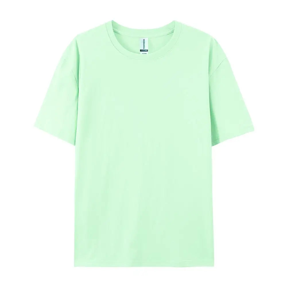 100% Cotton Solid Color T-Shirts Men Woman Short Sleeve Fashion Brand Trend Casual Soft Clothing Tees Breathable Summer Tops