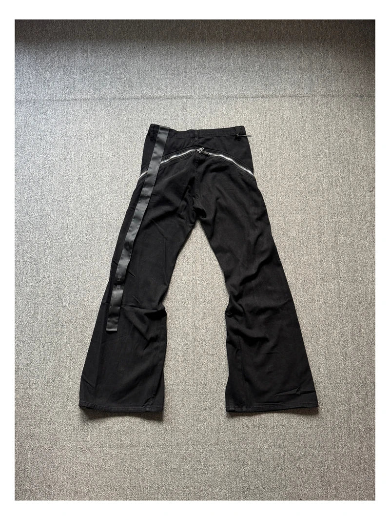 High Street RO Style Jeans Pants Men's Five Star Mang Ribbon Rotating Large Zipper Floor Pulling Horn Denim Streetwear Pants
