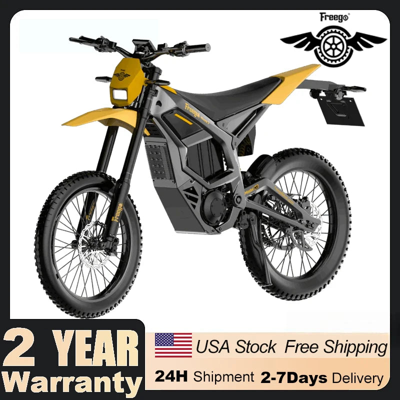 Freego 8000W Electric Dirt Bike 72V 40Ah Mid Drive Off Road Electric Motorcycle 53MPH Adult Ebike 19/18 Tires + 2 Year Warranty