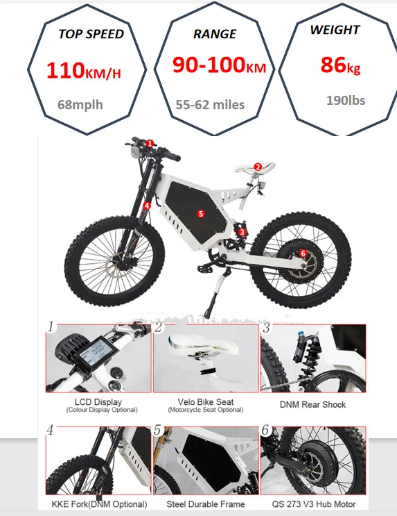 Modification Cheap Price fashion 8000w 12000w 15000W 72V high quality brushless hub motor ebike fat tire  electric bicycle