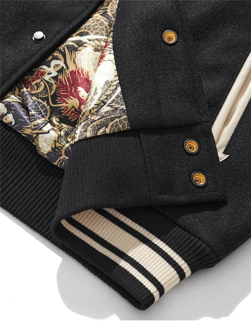 Streetwear Japanese Sukajan Souvenir Baseball Jacket 2025 Autumn Chinese Dragon Embroidered Woolen Patchwork Jacket Coat