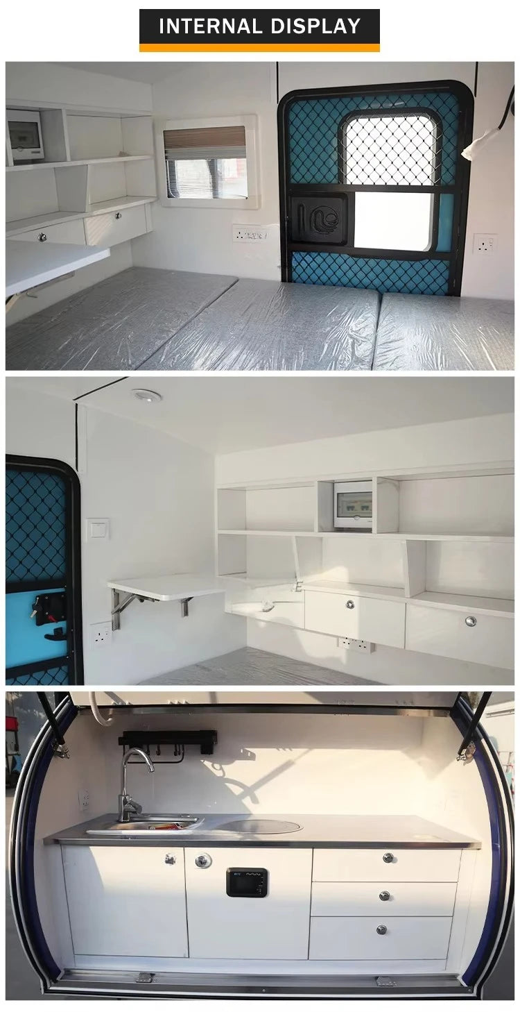 Mini Rv caravan Small Teardrop  Camping Camper Van Travel Trailer with Bathroom for Sale