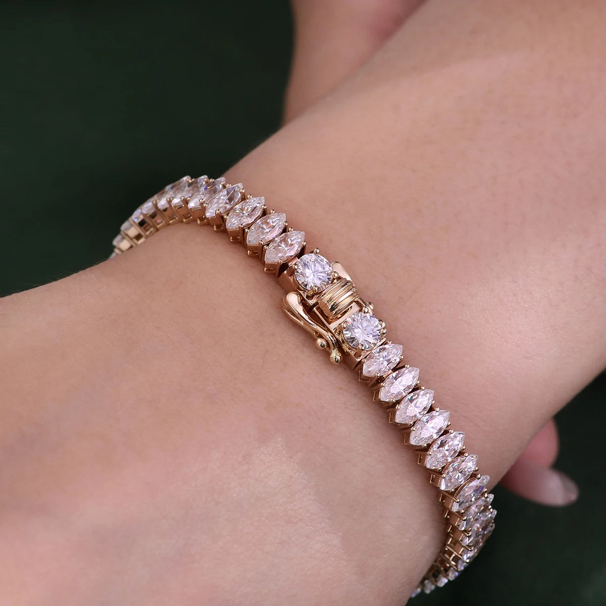 Provence Luxury Tennis Bracelet 6.25In Yellow Gold Marquise cut DEF/VS Lab Diamonds Chain Fine jewelry for Women Men Custom