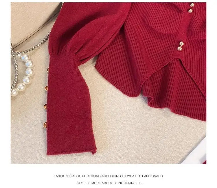 Pleated Slit Hem Contrast Patchwork Sweet Pullovers Women Clothing New Long Sleeve Fashion Sweaters Casual Korean Autumn Winter