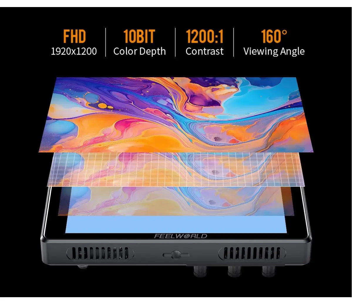 FEELWORLD S7 7-inch 12G-SDI HDMI2.0 Camera Field Monitor 1920x1200 pixels 4K HDMI High Brightness 1600nit