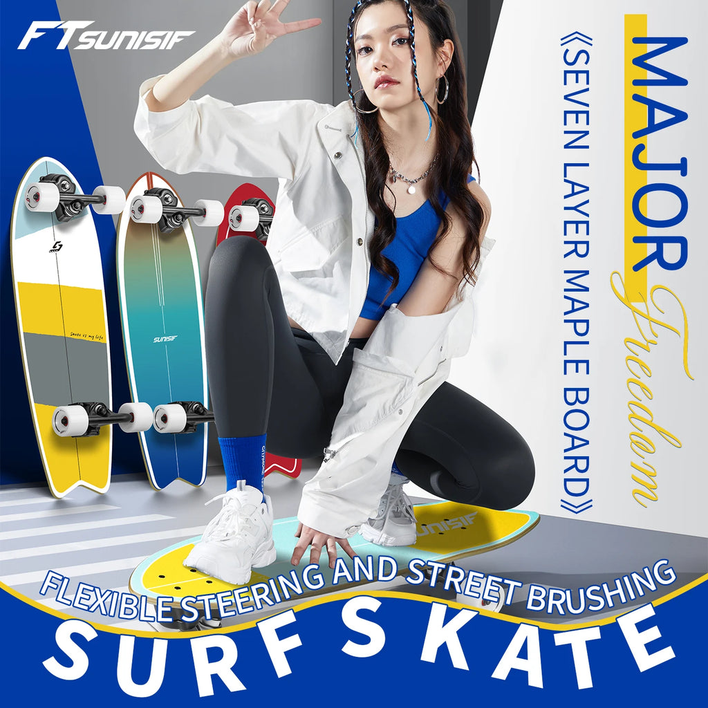 Surfskate Board Fishtail Smooth Outdoor Cruising Based Pump Board Surf Trainer Electric Skateboard Surf High Speed Portable