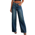 Retro High Waist Straight Leg Jeans Women's Fashion Cross-Border Frayed Hem New Style Side Seam Patchwork Distressed