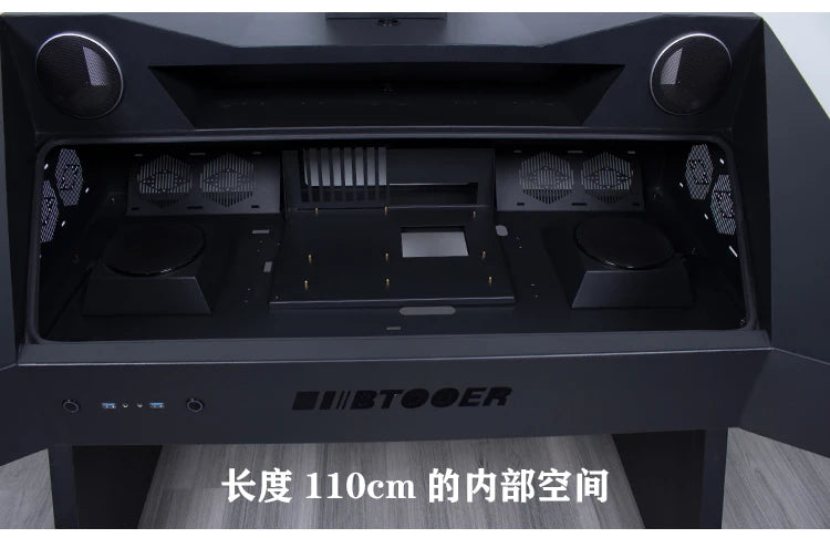 Computer chassis integrated table fully transparent water-cooled large chassis special-shaped computer table e-sports table