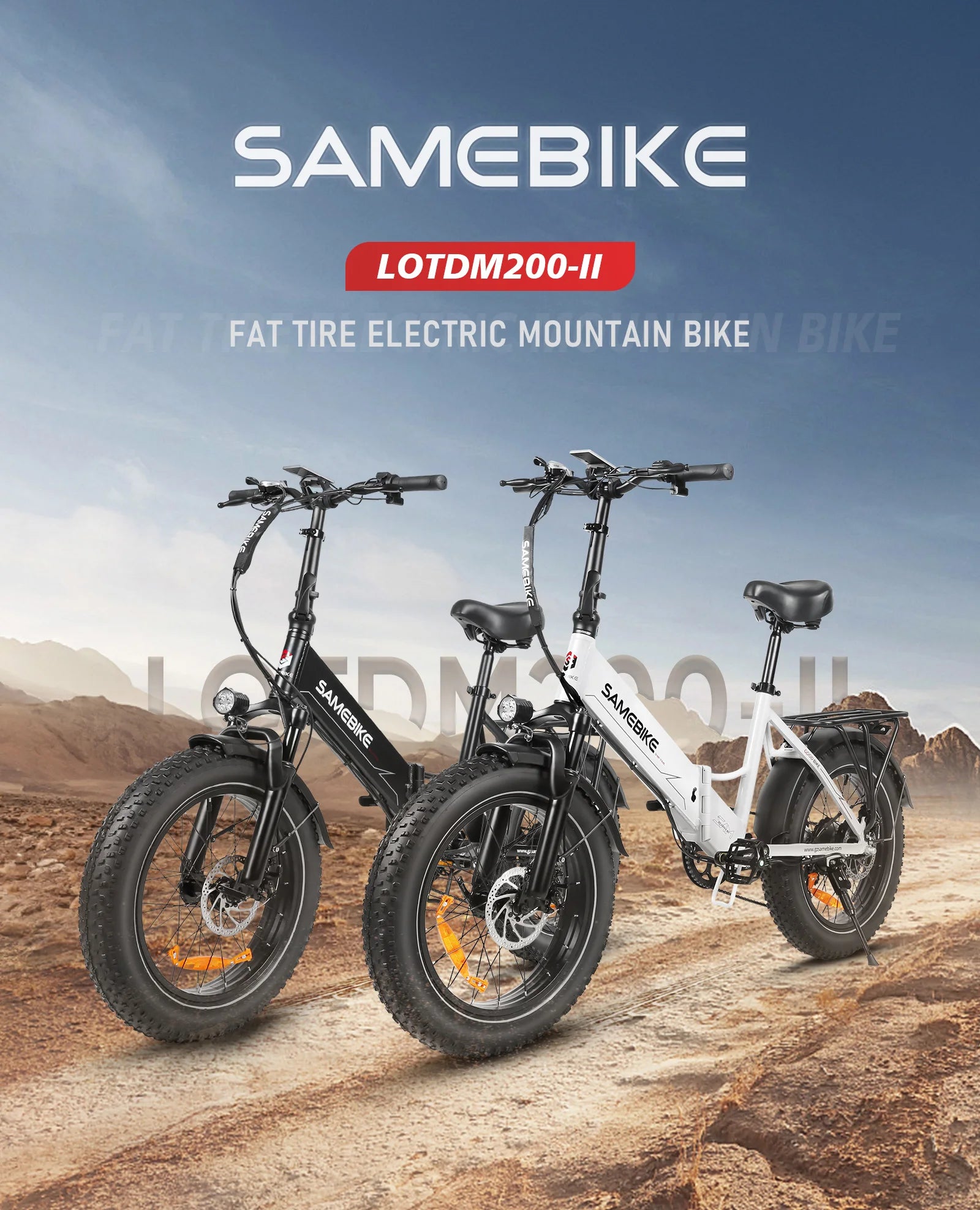 SAMEBIKE LOTDM200-II NFC Smart Key Electric Bicycle 750W 48V13AH Folding Electric Bike 20*4.0 Inch Fat Tire Mountain E-Bike