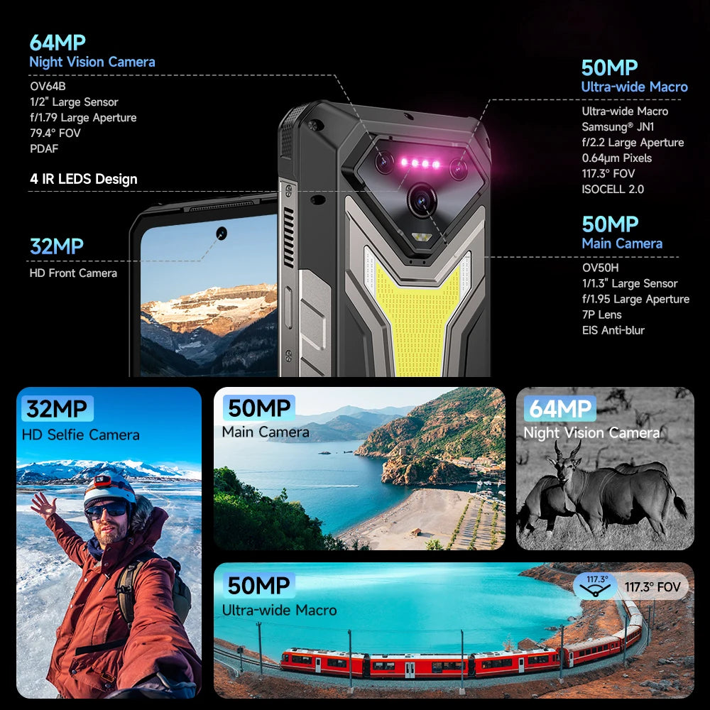 Ulefone Armor 34 Pro Plus 5G AI Rugged Phone  6.95" 25500mAh 32GB+512GB Built-in Projector 120Hz NFC Dimensity 7400X Smartphone