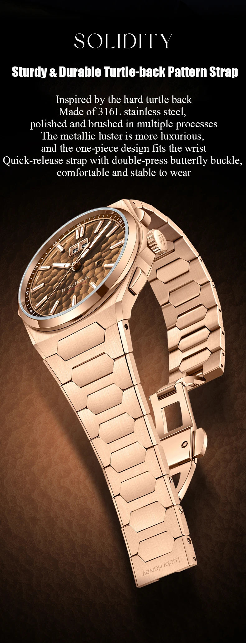 Lucky Harvey Automatic Mechanical Movement Self-sounding Watch Men's Watch Hammer Dial 316L Stainless Steel Fashion Mens Watch