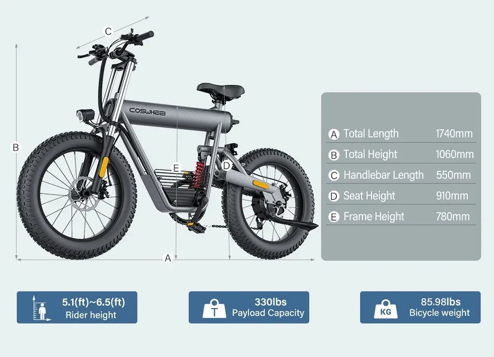 Coswheel T20 Electric bike peak 1500W motor 48V20AH battery Hydraulic brakes Electric Bicycle Off-road 45km/h off road E-bike