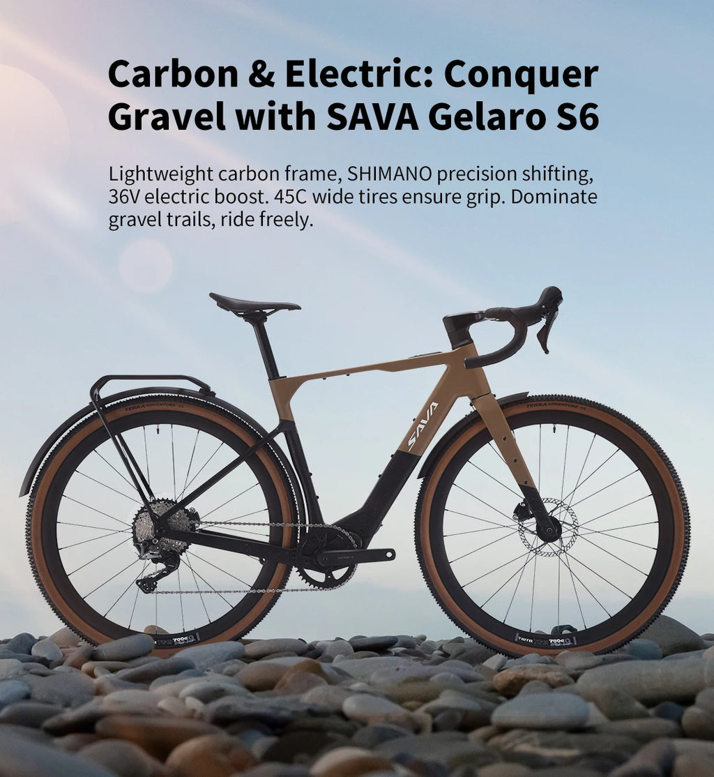 SAVA E-BIKE Carbon Fiber Gravel Electric Assist Bike 36V 10AH Battery with 120km Range Features SHIMAN0 GRX ST-RX600 Groupset