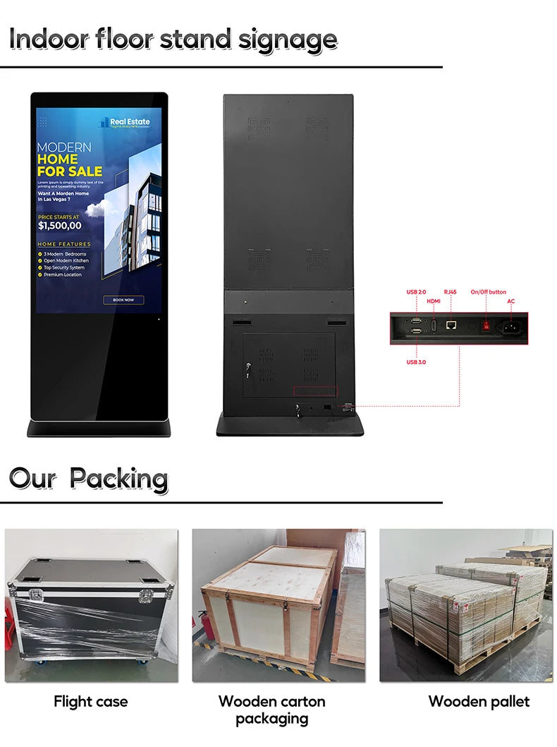 55" Inch Digital Signage and Displays Kiosk Totem LCD Touch Screen Indoor Smart WIFI Floor Stand Advertising Player