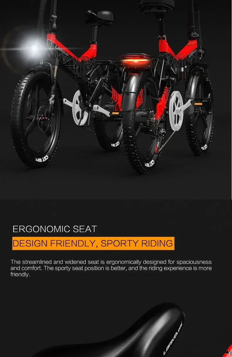 Electric Bicycle LANKELEISI G650motor 500w battery 48v12.8ah mini Folding e-bike urban leisure 20inch shock absorption E-bike