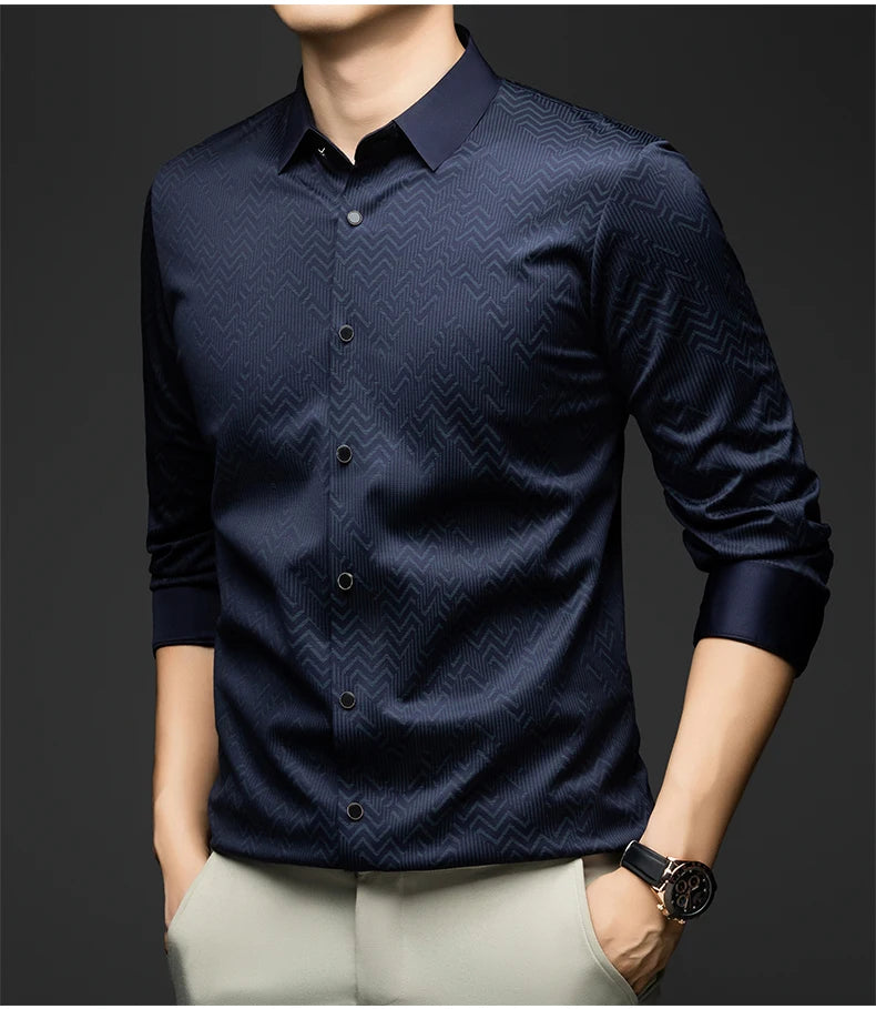 BROWON Men Shirt Long Sleeve Autumn 2025 New Solid Color Casual Luxury Shirt  Man Business Office Slim Shirts for Men Clothes
