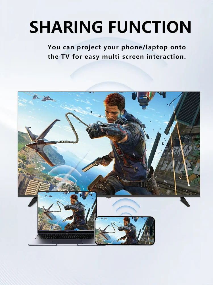 Global Version Android 11 Smart TV, 32 40 43 50 Inch, 4K UHD Frameless LED TV, WiFi Bluetooth Netflix YouTube Google Play HDR10