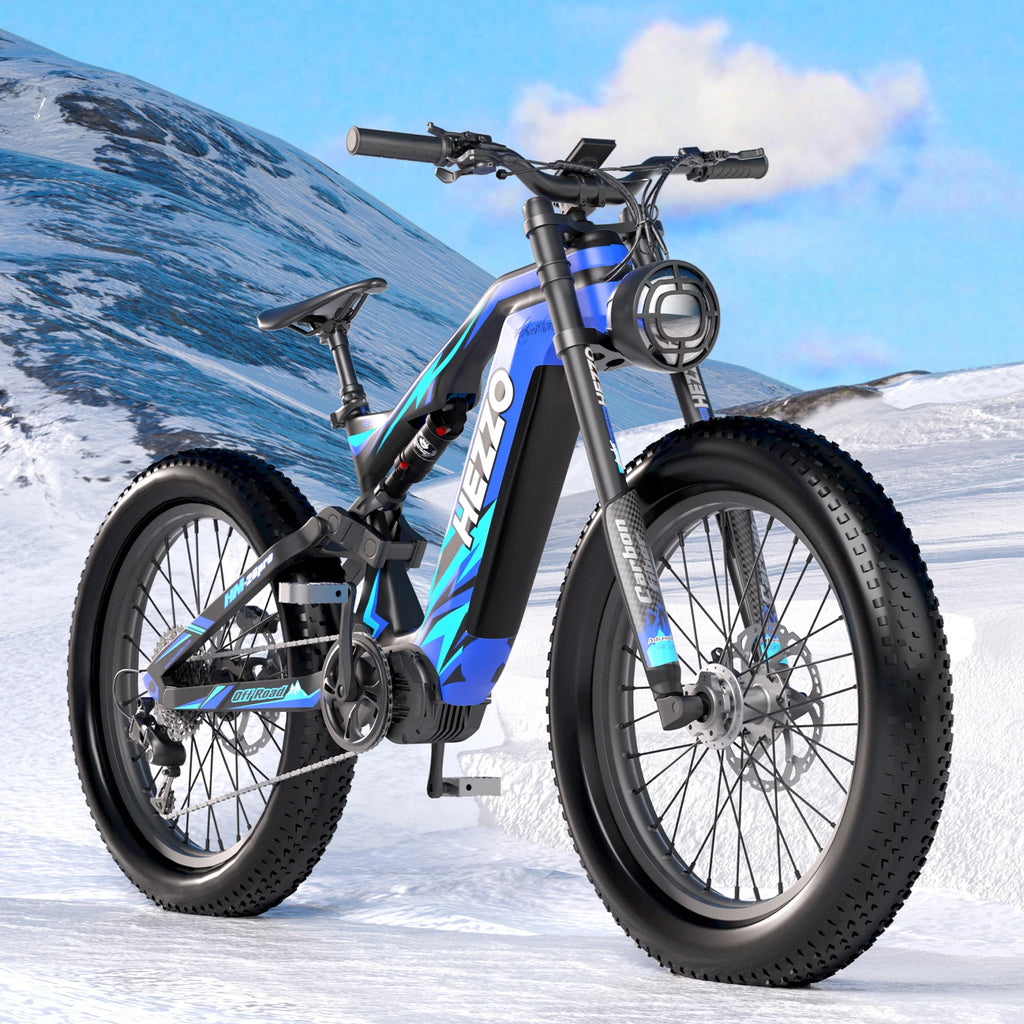 HEZZO K9 Ebike 1000W 52V Middrive Ebike 52V 21Ah Battery 160N.m Oil Brakes Power-Off Protection Off-Road Powerful Electric Bike