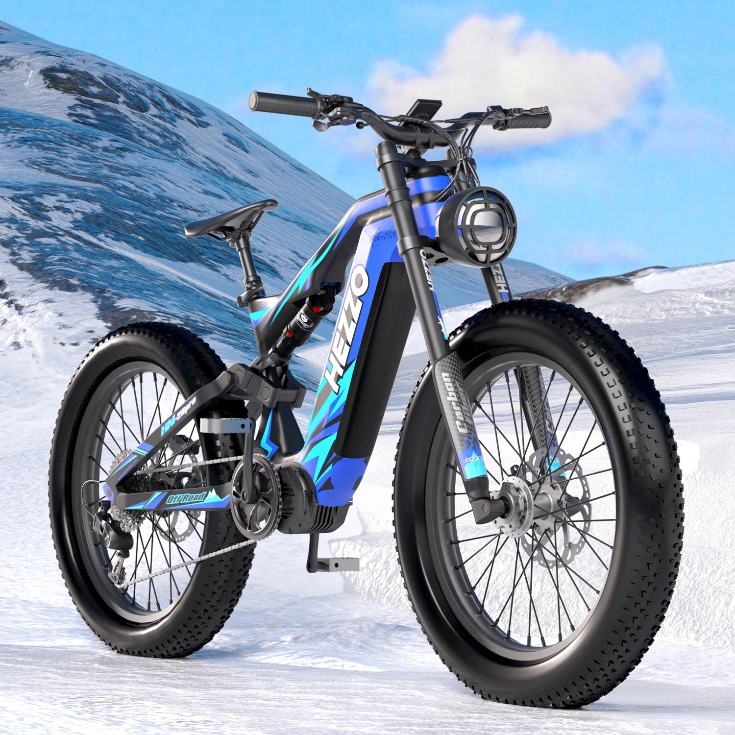 HEZZO K9 Ebike 1000W 52V Middrive Ebike 52V 21Ah Battery 160N.m Oil Brakes Power-Off Protection Off-Road Powerful Electric Bike