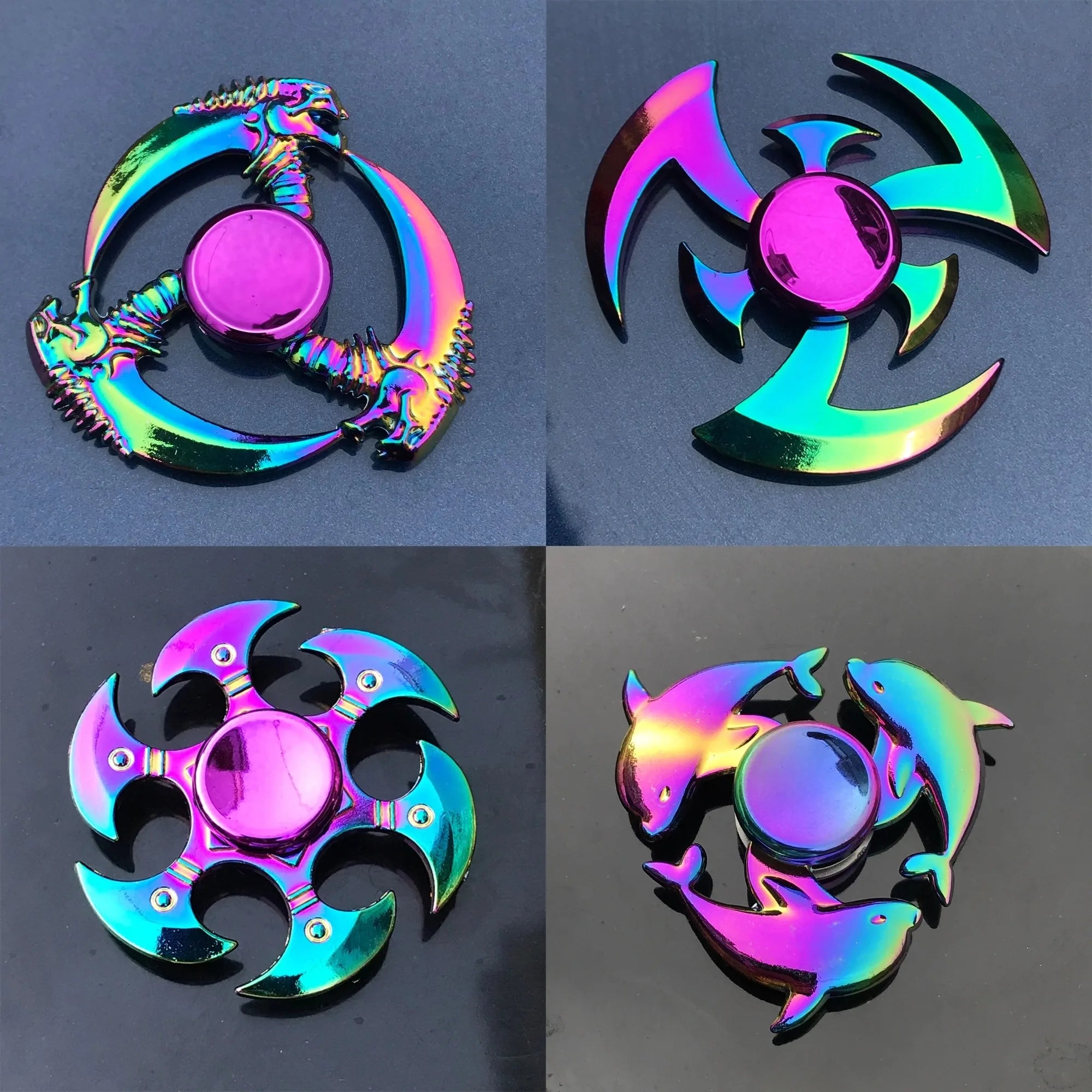 New Rainbow Metal Hand Spinner Focus Toy Ninja Fidget Spinner R188 Bearing Electroplate Stress Relief Toys for Adult Wholesale