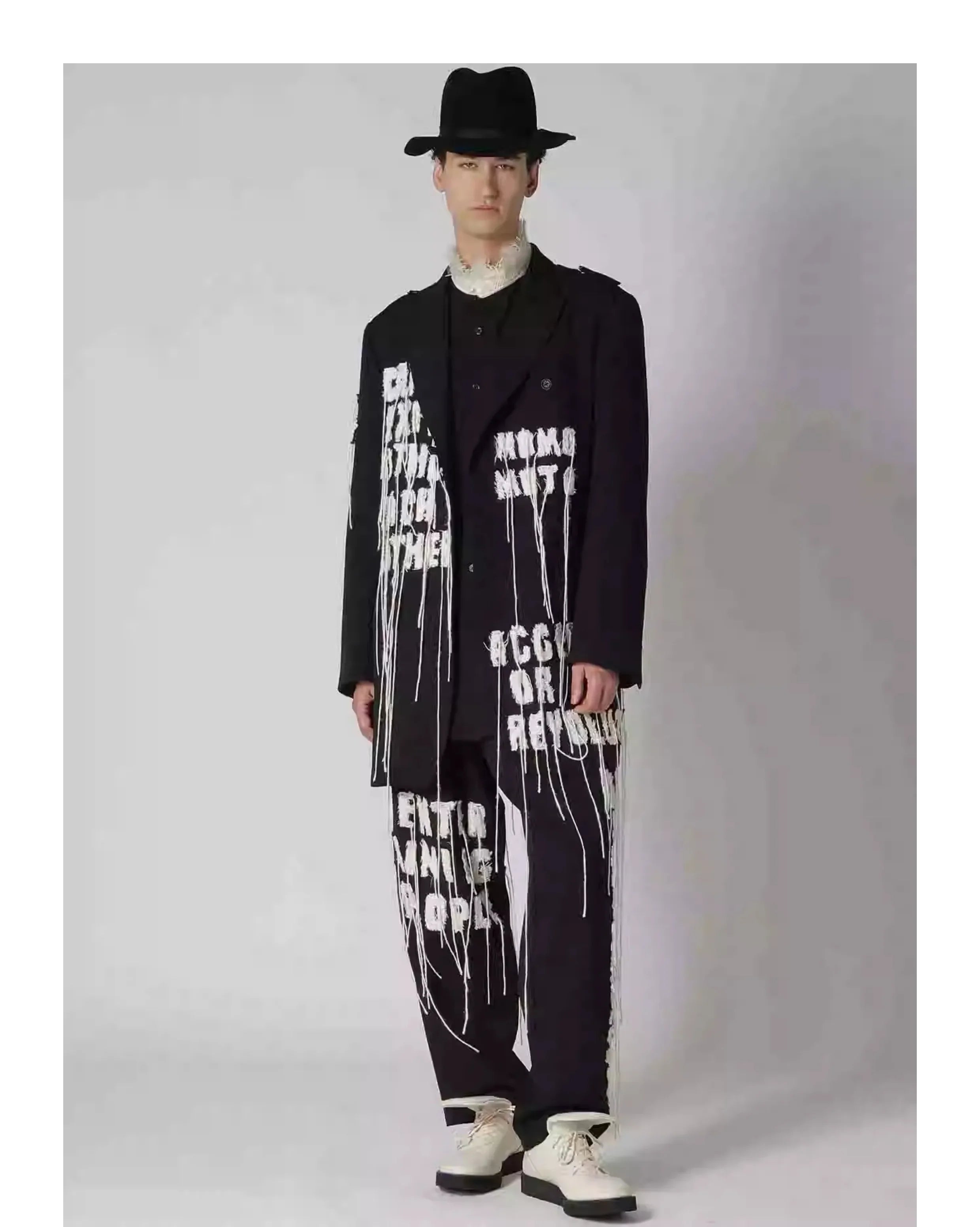 YOJI OOAK Japanese original patchwork letter tassel design sense suit jacket embroidered suit jacket for men