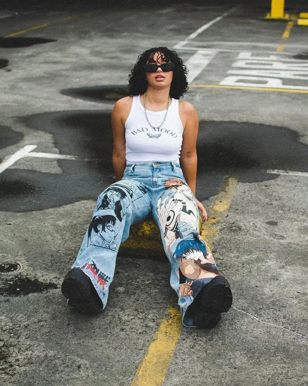 Harajuku high street y2k baggy jeans vintage wide leg denim pants popular anime jeans streetwear couples trouser men clothing