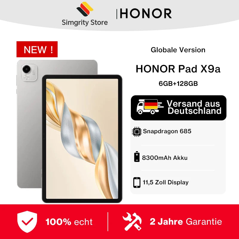 Global Version HONOR Pad Х9a Tablet android 11.5" 120Hz 2.5K HONOR Fullview Display 6GB+128GB Qualcomm 6nmSnapdragon 685