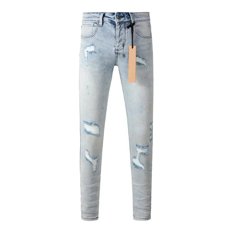 2025 KSUBI Men Personality Multi-style Low Rise Elastic Skinny Denim Pants American Style Ripped Trousers Jeans