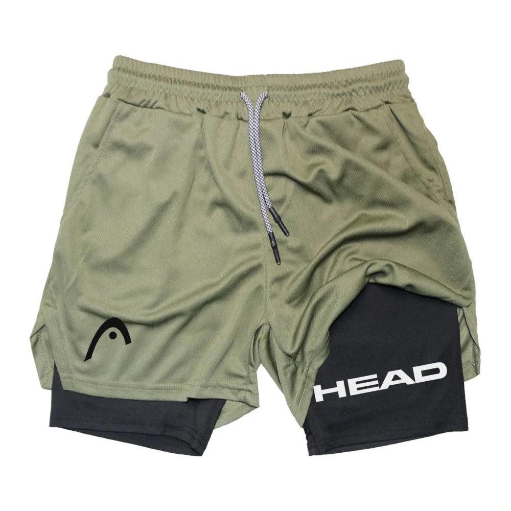 Anime Berserk Head Running Shorts Men Fitness Gym Training 2 in 1 Sports Quick Dry Workout Jogging Double Deck Summer