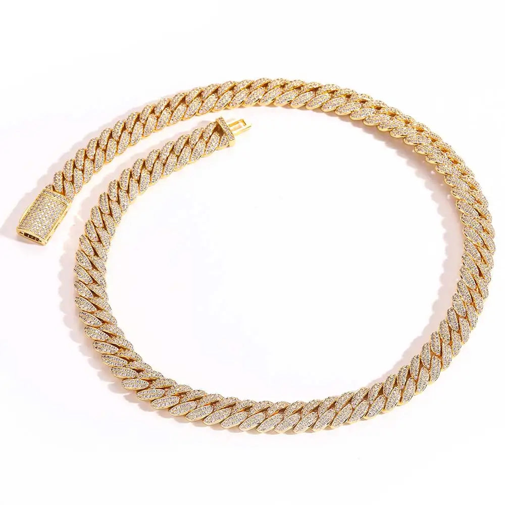 10mm Hip Hop Cubic Zircon CZ Iced Out Bubbles Cuban Link Chain Necklace For Men Women Jewelry Birthday Gift