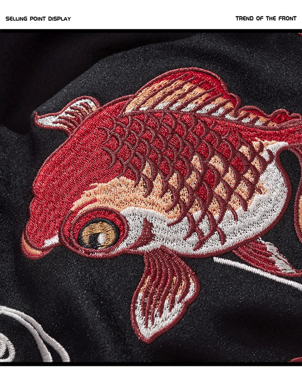 Cherry Blossom Embroidered Jacket Boys Top Spring and Autumn Japanese Sukajan Koi Fish Sakura Embroidered Satin Bomber Jacket