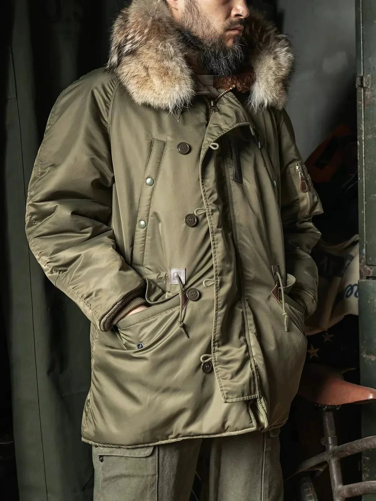 Rugged Bronso Type 2026 N-3 Snorkel Parka Real Fur Collar Heavy Duty Long Bomber Jacket N3B 2026ss design