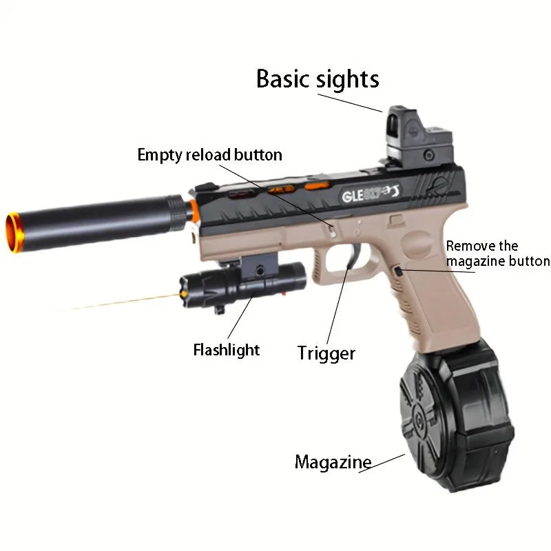 G17 Automatic Shooting Airsoft Pistol Toy Gun Hydrogel Electric Paintball Gun for Adults Boys Outdoor Cs Shooting Game hoot