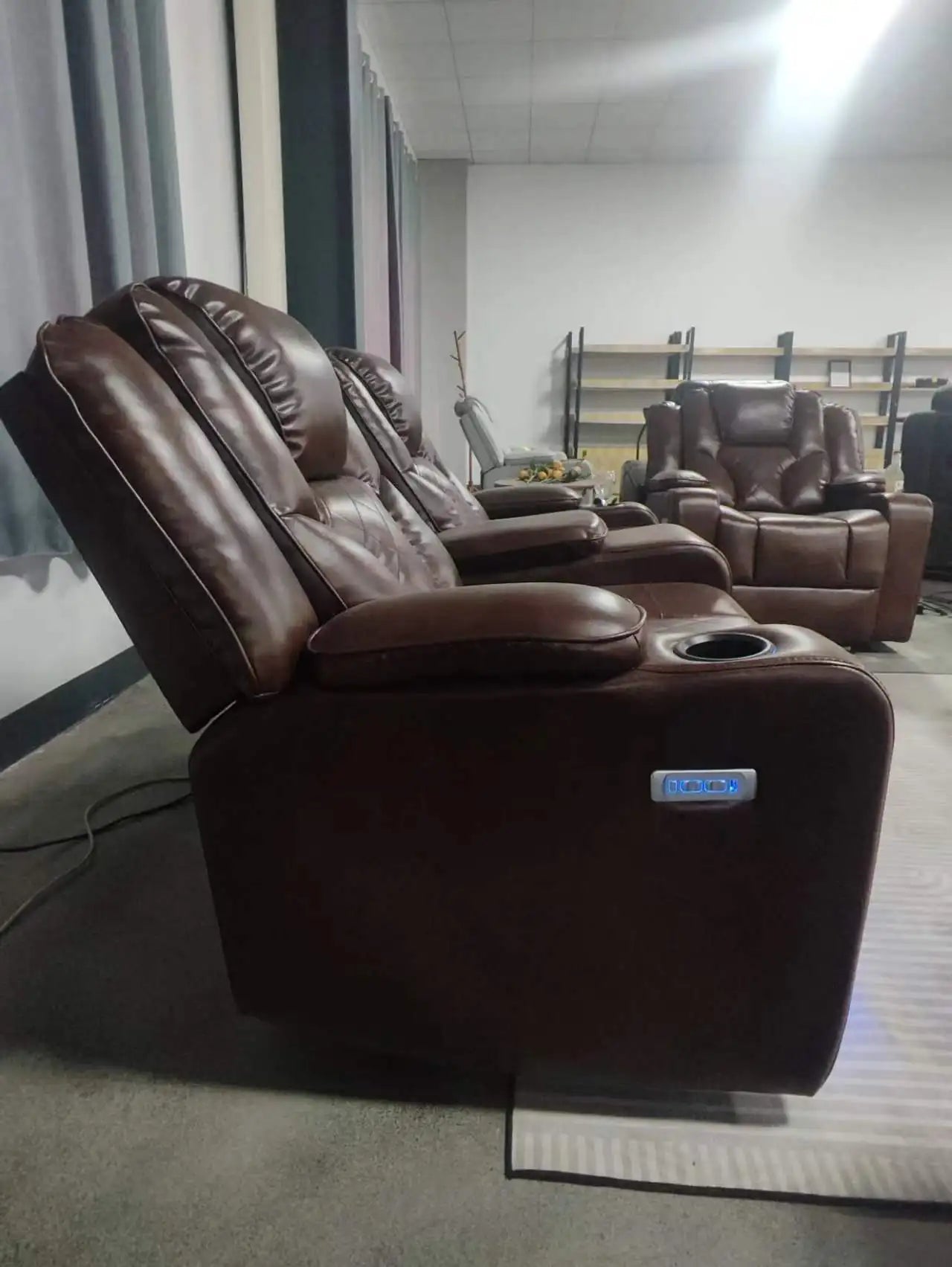 sofas modernos smart Living Room sofas home Furniture set Electric Recliner Sofa Set with usb Power led Leather sectional couch