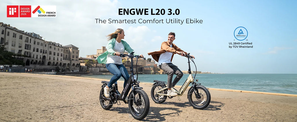ENGWE L20 3.0 Full Suspension E-Bike, 1500W 48V 15Ah 60Miles, Smart GPS Anti-Theft, 28MPH Foldable Commuter Ebike