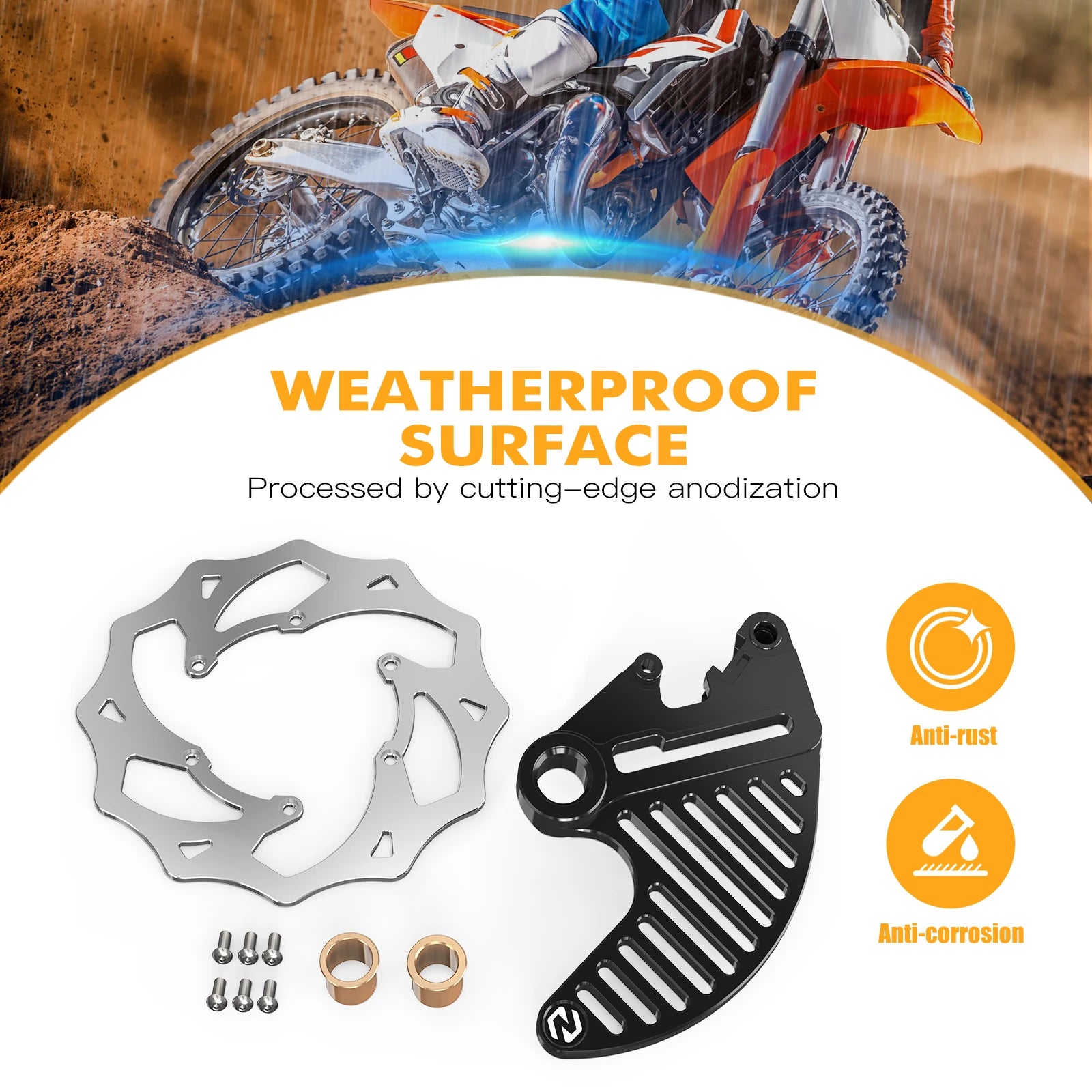 NICECNC For STARK VARG MX/EX Electric Dirt Bike 2024 2025 240mm Flame Oversize Rear Brake Disc Rotor & Rear Brake Disc Guard