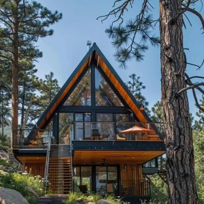 High Quality Eco Friendly Triangle Villa Prefab Modular House for Hotel Living Room Vacation Use