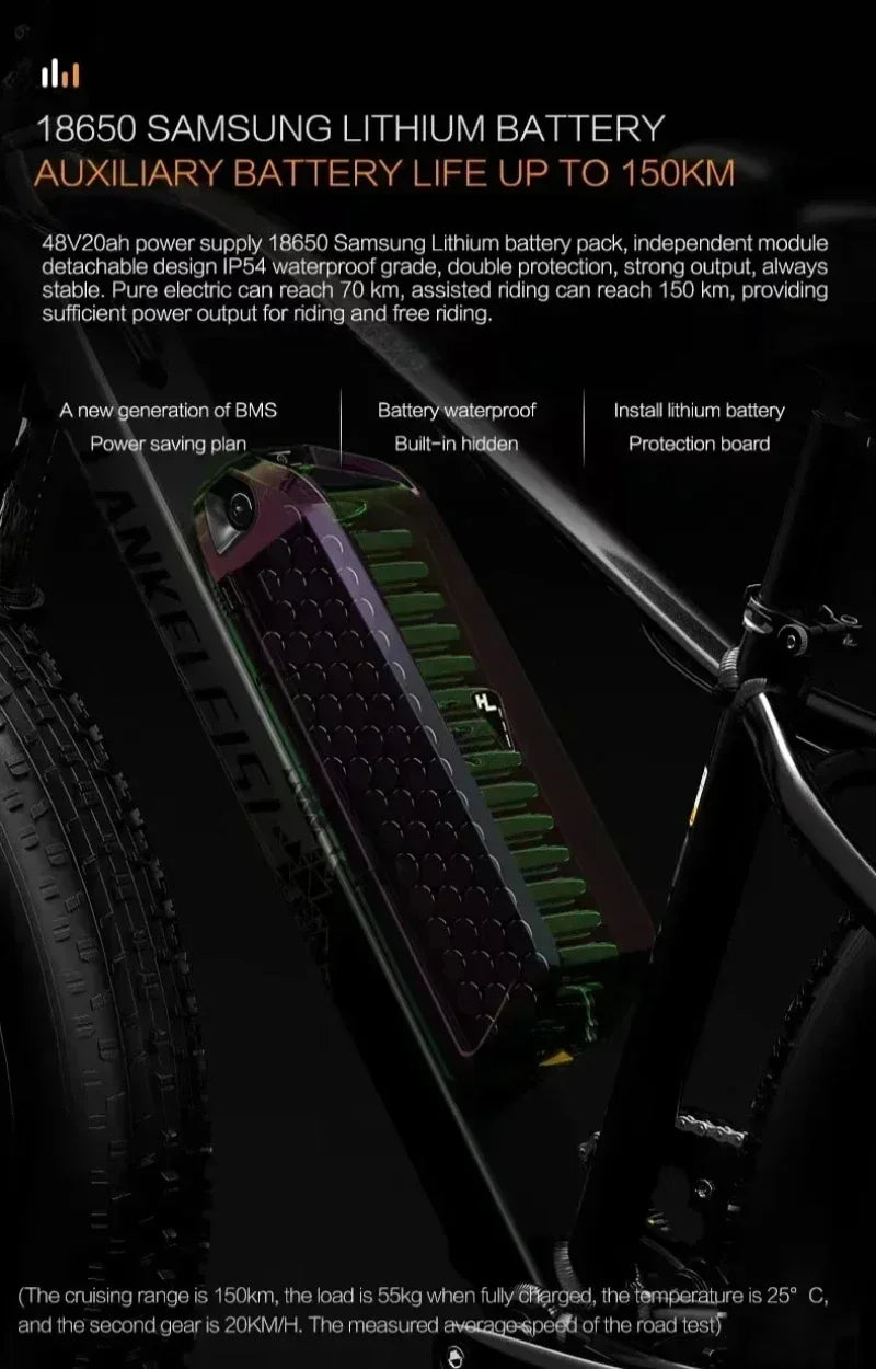 all-terrain Electric Bike adult auxiliary Electric Bicycle 2000W motor 48V 20AH battery 26*4.0 fat tire mountain E-Bike 52KM/H
