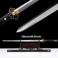 Premium Black Kungfu Battle Sword Damascus Steel Blade Sword Room Decoration Copper Gilded Fittings Wrap Real Rayskin Sheath